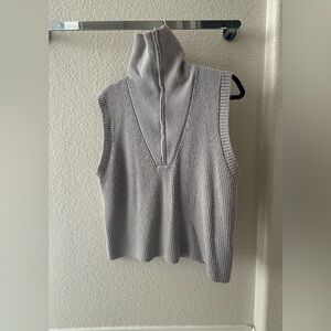 Gray Sleeveless Turtleneck Sweater